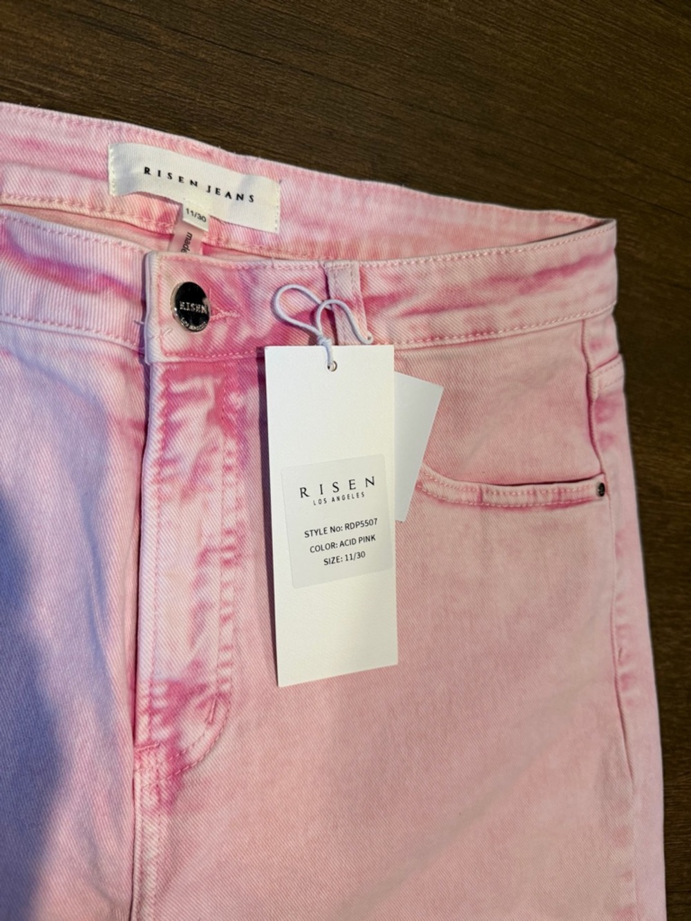 NWT Risen high rise tummy control flare jeans in a gorgeous light pink wash - Picture 5 of 5